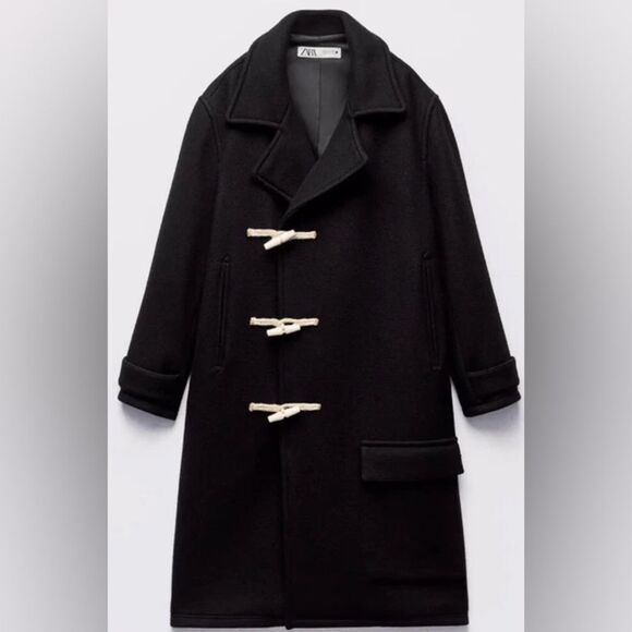 Zara Wool Blend Coat With Toggles New Large - Picture 8 of 8